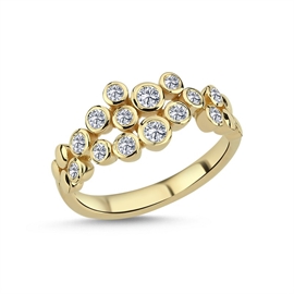 Bubbles - 14 kt guld ring med i alt 0,38 carat